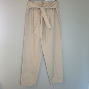 Zara Tan Paperbag Tie Waist Pants